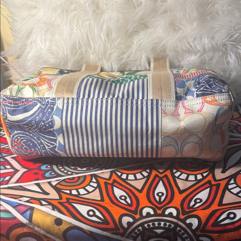 Coach Multicolor Patchwork Canvas Tote with Leath… - image 5